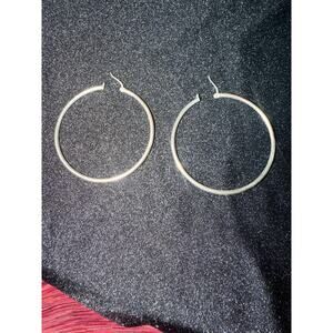 Sterling Silver 925 classic hollow hoop earrings 2” diameter